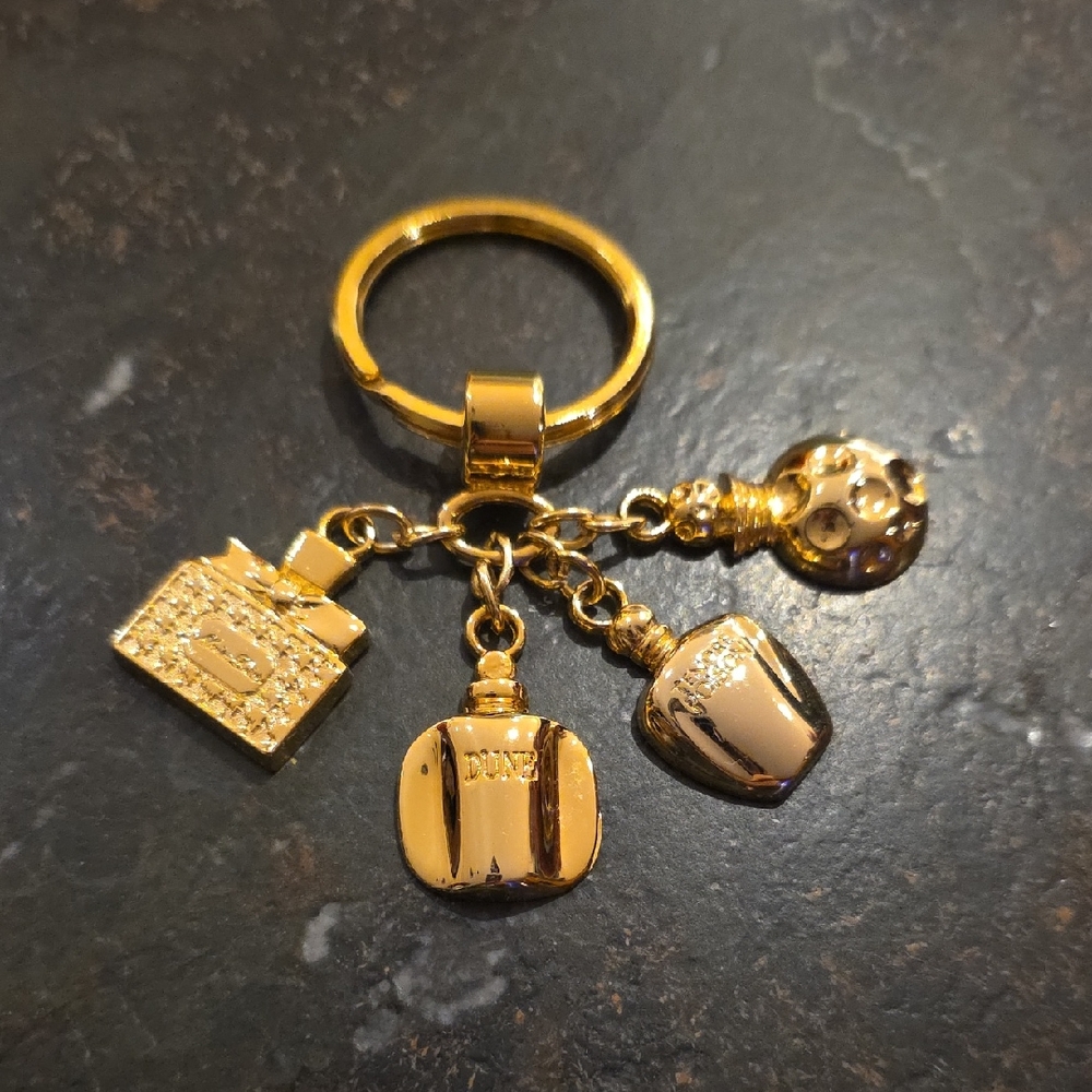 Gold Plated Charm Keychain Dior Authentic